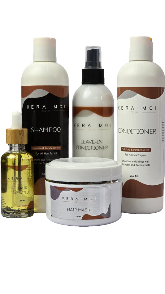 Kera Moi Set | Shampoo,Conditioner, Leaving -Conditioner,Hair Mask, and Hair Oil.